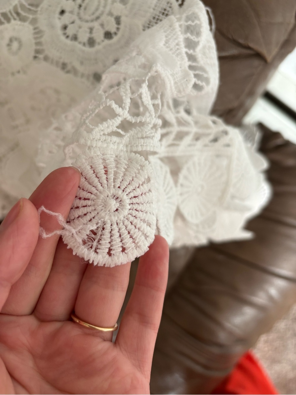 Rabbit Rabbit Rabbit White Lace Crochet Open-Front Blouse - Picture 7 of 7